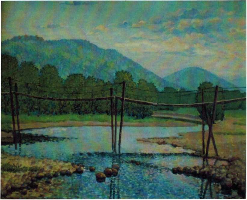 В. Игиташев. Подвесной мост через реку Нура. 1992 год.